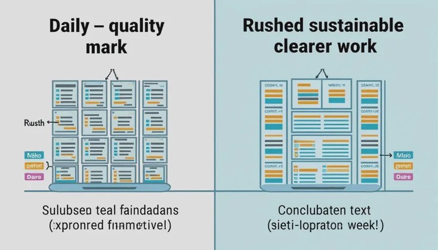 Publishing Cadence Lesson from the First 30 Days Simple comparison of rushed daily publishing versus a sustainable weekly cadence for AI short dramas