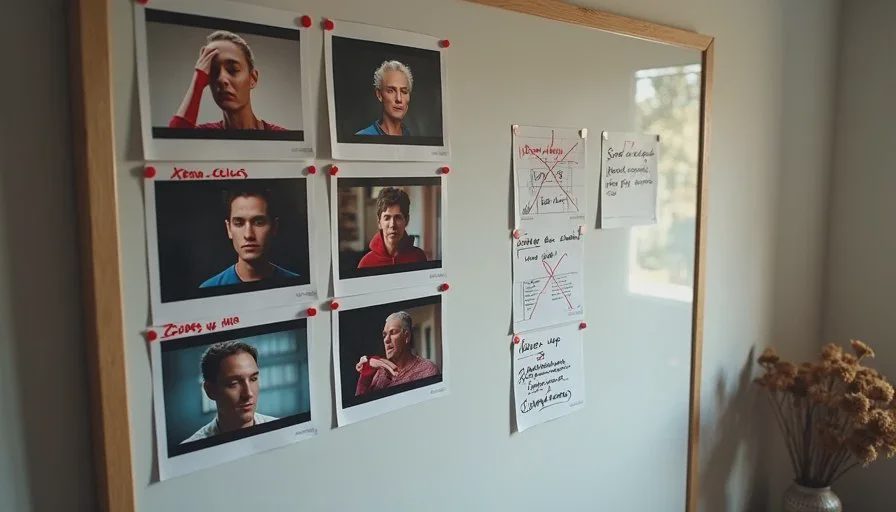 Storyboard wall showing failed AI clips crossed out next to clear scene plan cards