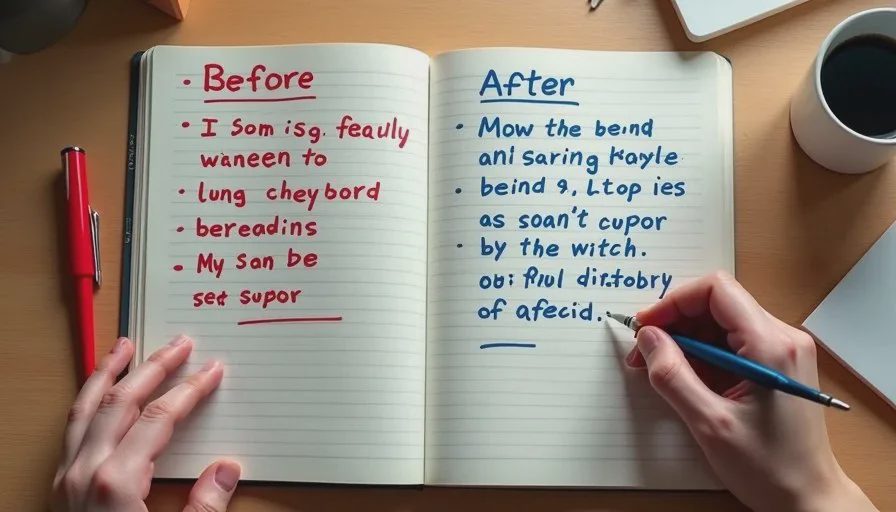 Side-by-side handwritten keyword prompt versus director-style visual prompt example